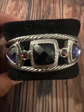 Lia Sophia Black Gemstone Cuff Bracelet